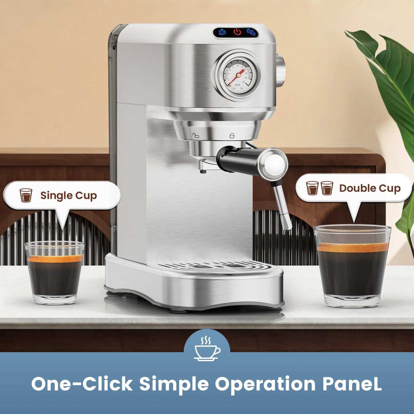Espresso Machine with Milk Frother – 20 Bar Barista Coffee Maker for Home