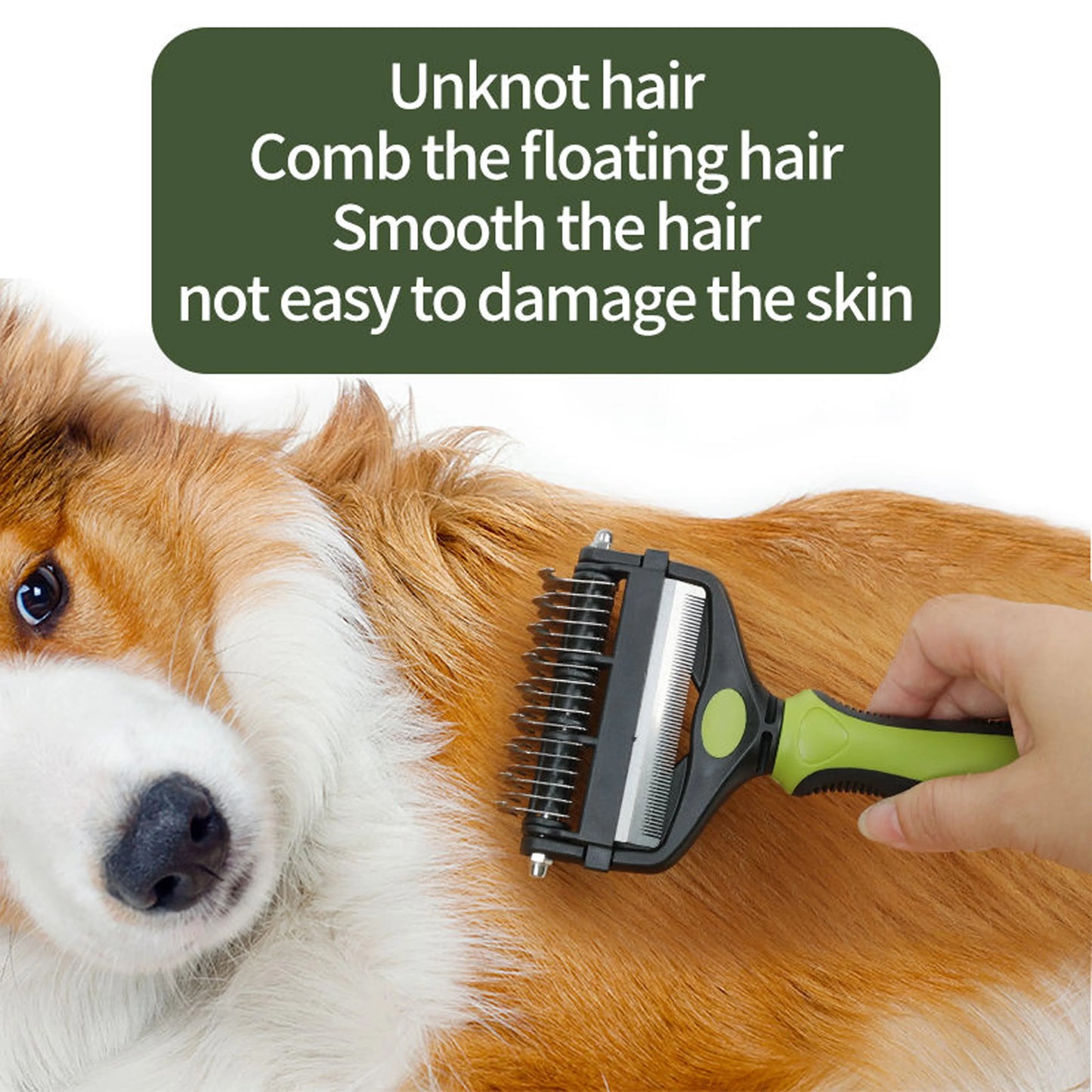 3-in-1 Pet Deshedding Brush – Dog & Cat Hair Remover, Knot Cutter & Grooming Comb