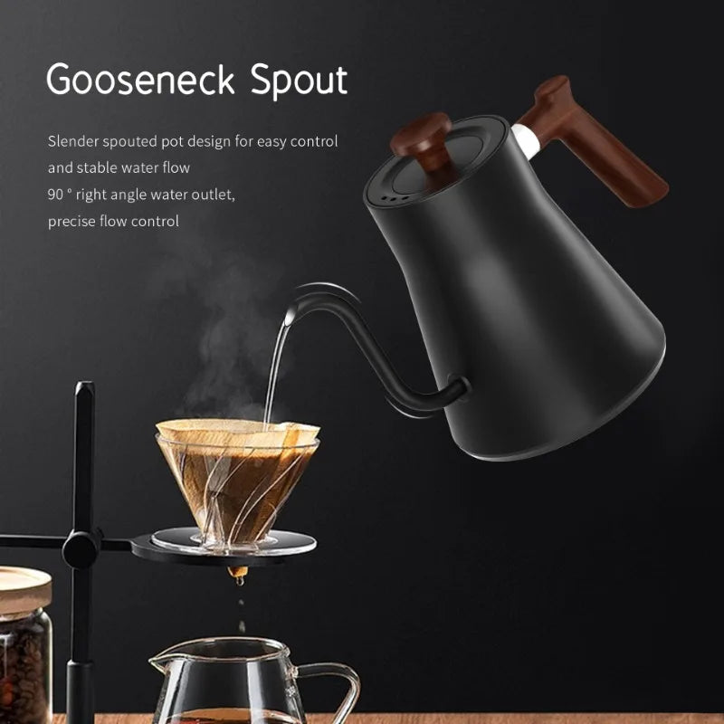 Gooseneck Electric Kettle – Hand Brew Coffee & Milk Frother Pour Over Pot