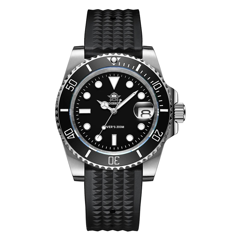 Men’s Luminous Ceramic Bezel Waterproof Watch – Luxury Sport Wristwatch
