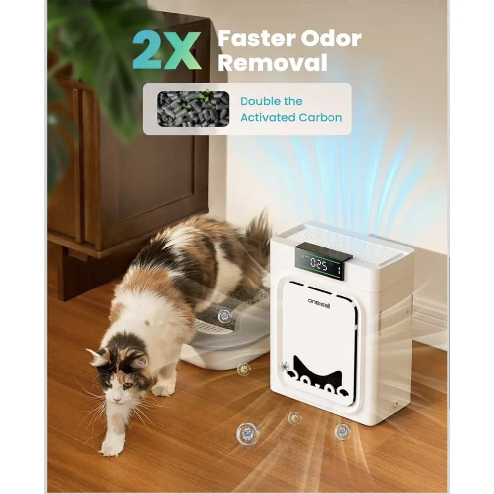 Smart Pet Air Purifier with Washable HEPA Filter & Air Quality Display