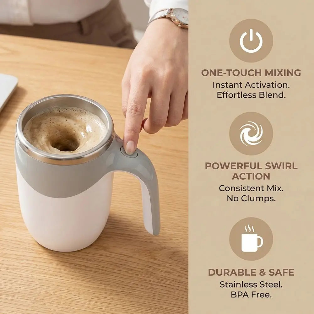 Automatic Stirring Coffee Mug – Rechargeable Magnetic Mixing Cup with Thermal Insulation