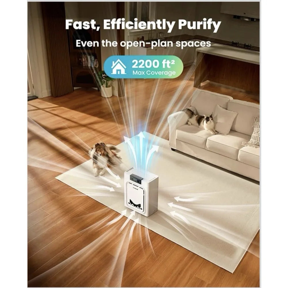 Smart Pet Air Purifier with Washable HEPA Filter & Air Quality Display