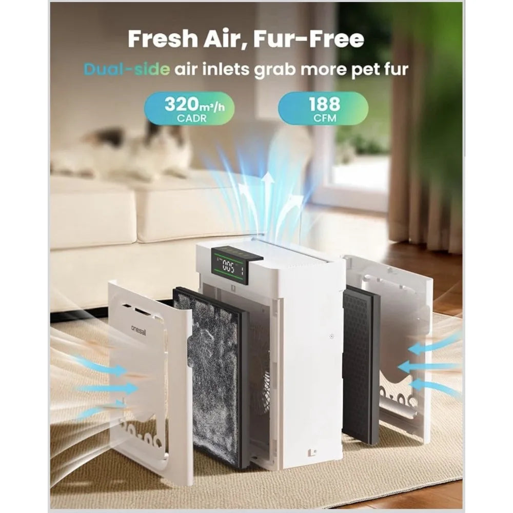 Smart Pet Air Purifier with Washable HEPA Filter & Air Quality Display
