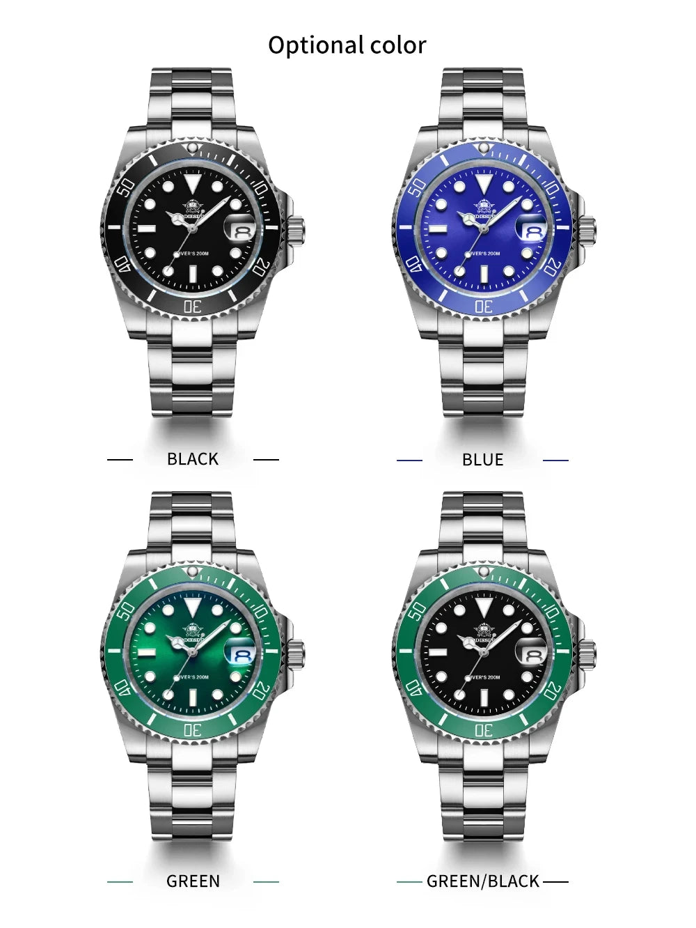 Men’s Luminous Ceramic Bezel Waterproof Watch – Luxury Sport Wristwatch