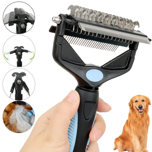 3-in-1 Pet Deshedding Brush – Dog & Cat Hair Remover, Knot Cutter & Grooming Comb